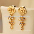 All match rose flower and leaf ladies crystal earring